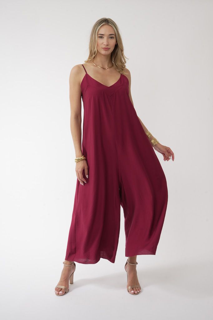 Burgundy loose jumpsuit