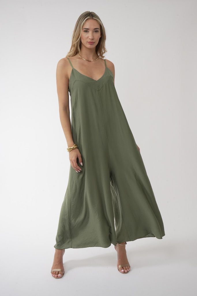 Olive green loose jumpsuit
