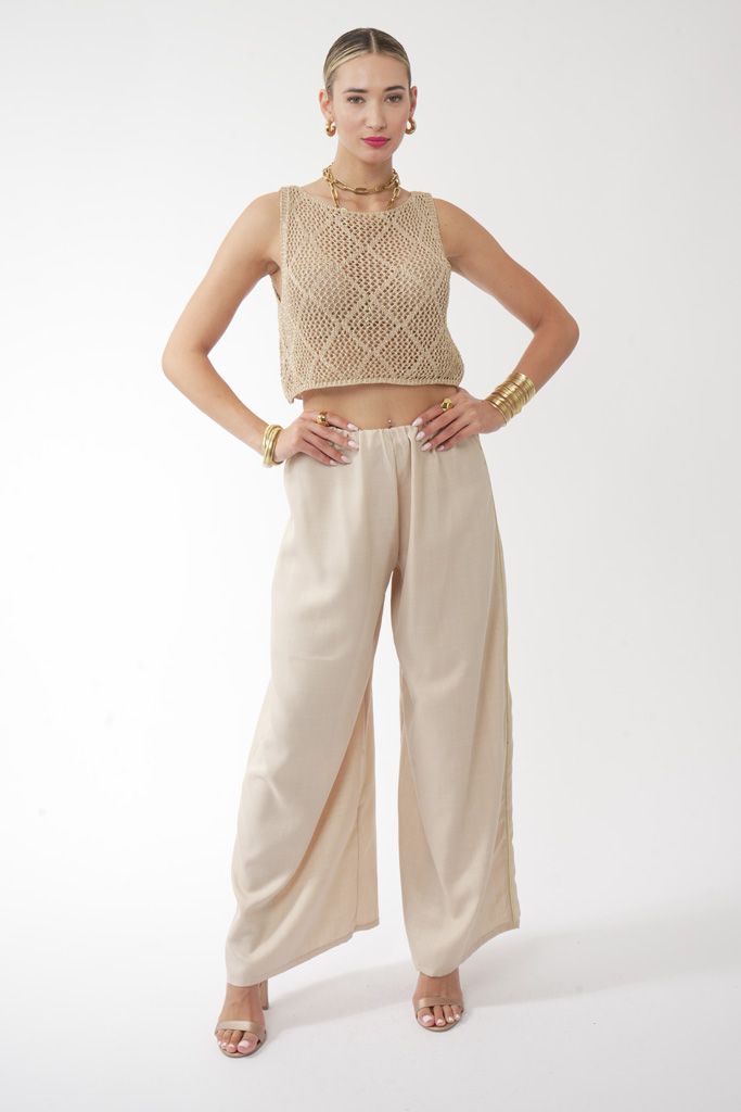 Gold fishnet crop top