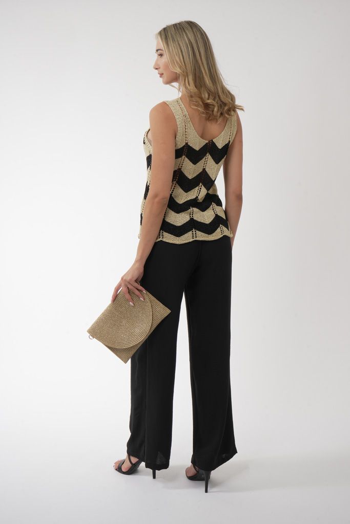 Gold n Black chevron stripes knit top