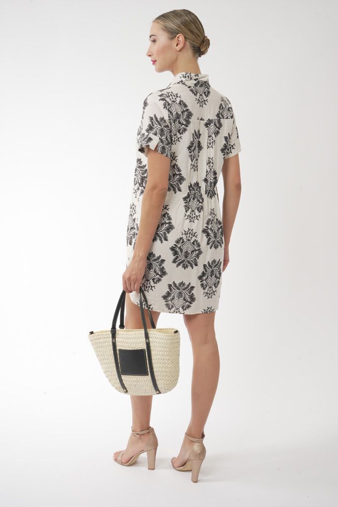 Boho black and white dress