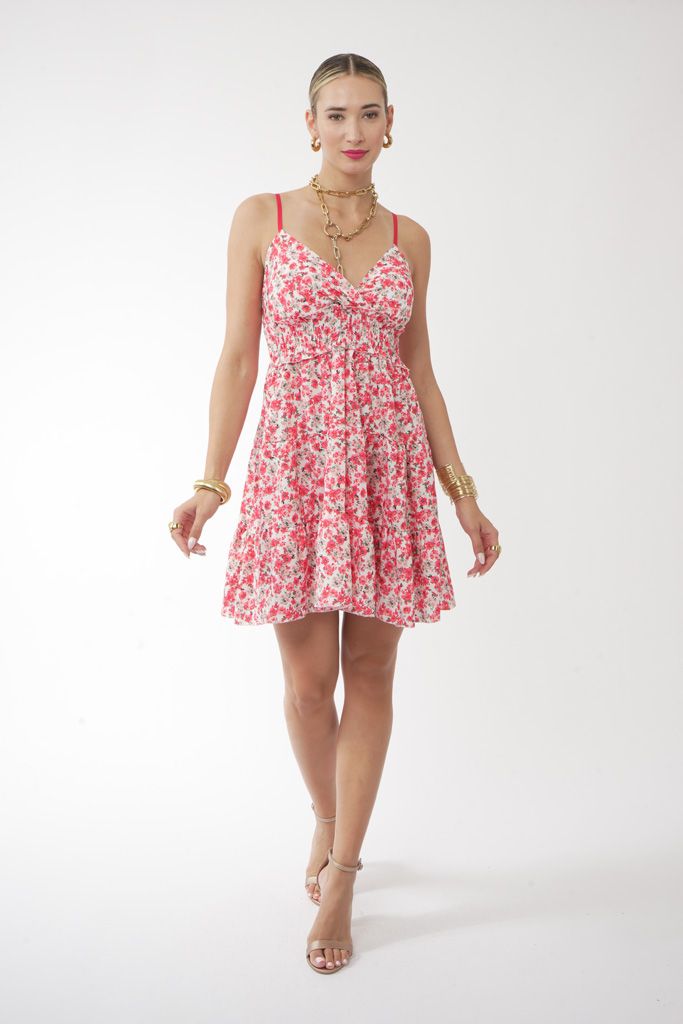 Red mini floral dress