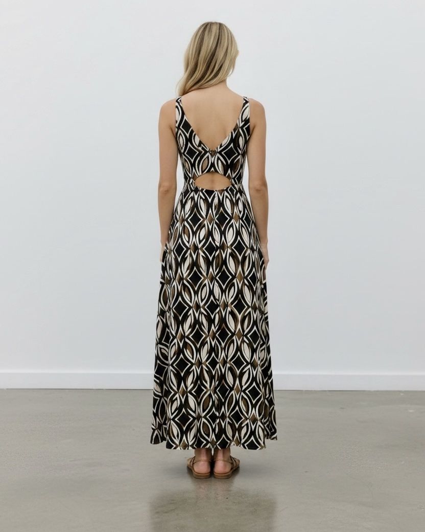 Geometric ,Siren, Maxi. Dress