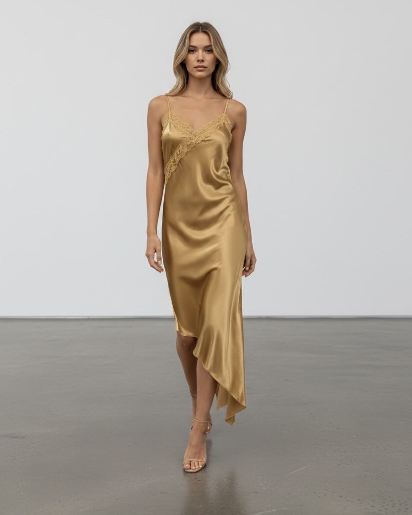 Golden, Hour, Lace, Slip ,Dress
