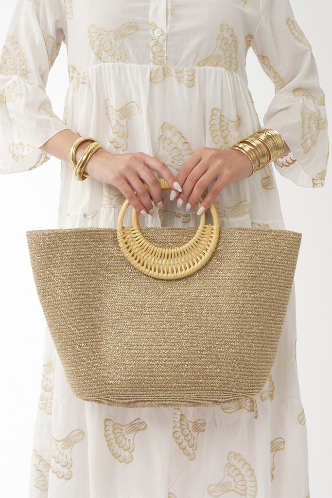 Bamboo/ gold bag