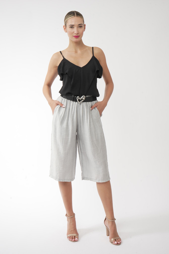 Silver grey strass ζιπ κιλοτ